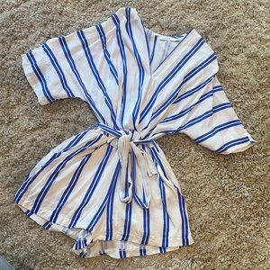 Lush Blue and White Vacation Romper Size S